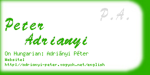 peter adrianyi business card